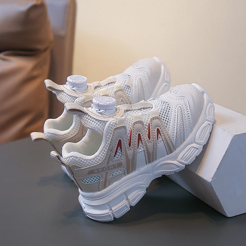 

Girls and boys sports shoes2026New Spring and Autumn Breathable Children s Rotating Buckle Dad Shoes 32-37One Hand6Double бежевий