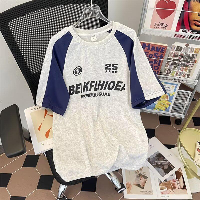 

Women s Retro Colorblock Raglan Sleeve Oversized T-Shirt M серый