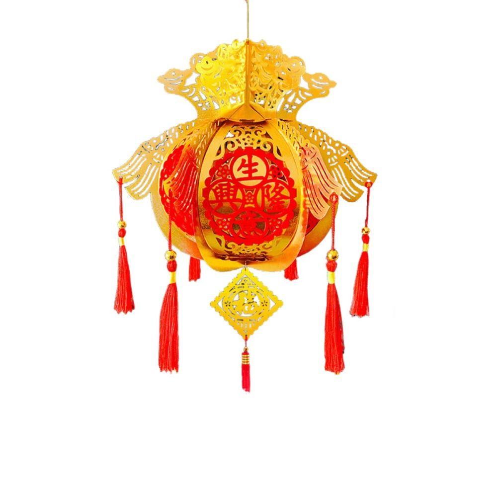 Lint/Gold Foil Spring Festival Red Lantern 3D Spring Festival Hanging Pendant  Party