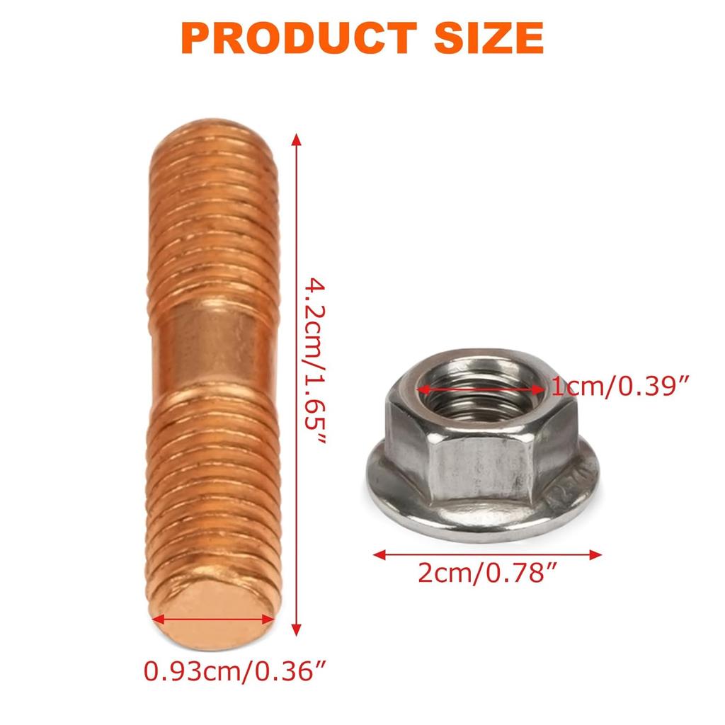 PSLER M10x1.50 Threaded T3 T4 T6 Turbo Screw and Nuts High Strength Turbo Stud Kit Flange Nuts Set of 4