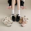 Women's Casual Sports Shoes Fall New Round Head Suede Splicing Front Lace-up Comfortable Flat Shoes
