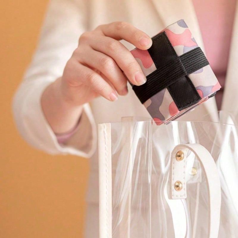 Large-Capacity Waterproof Foldable Shopping Tote Bag Durable Polyester Adjustable Shoulder Straps Circular Design for Travel