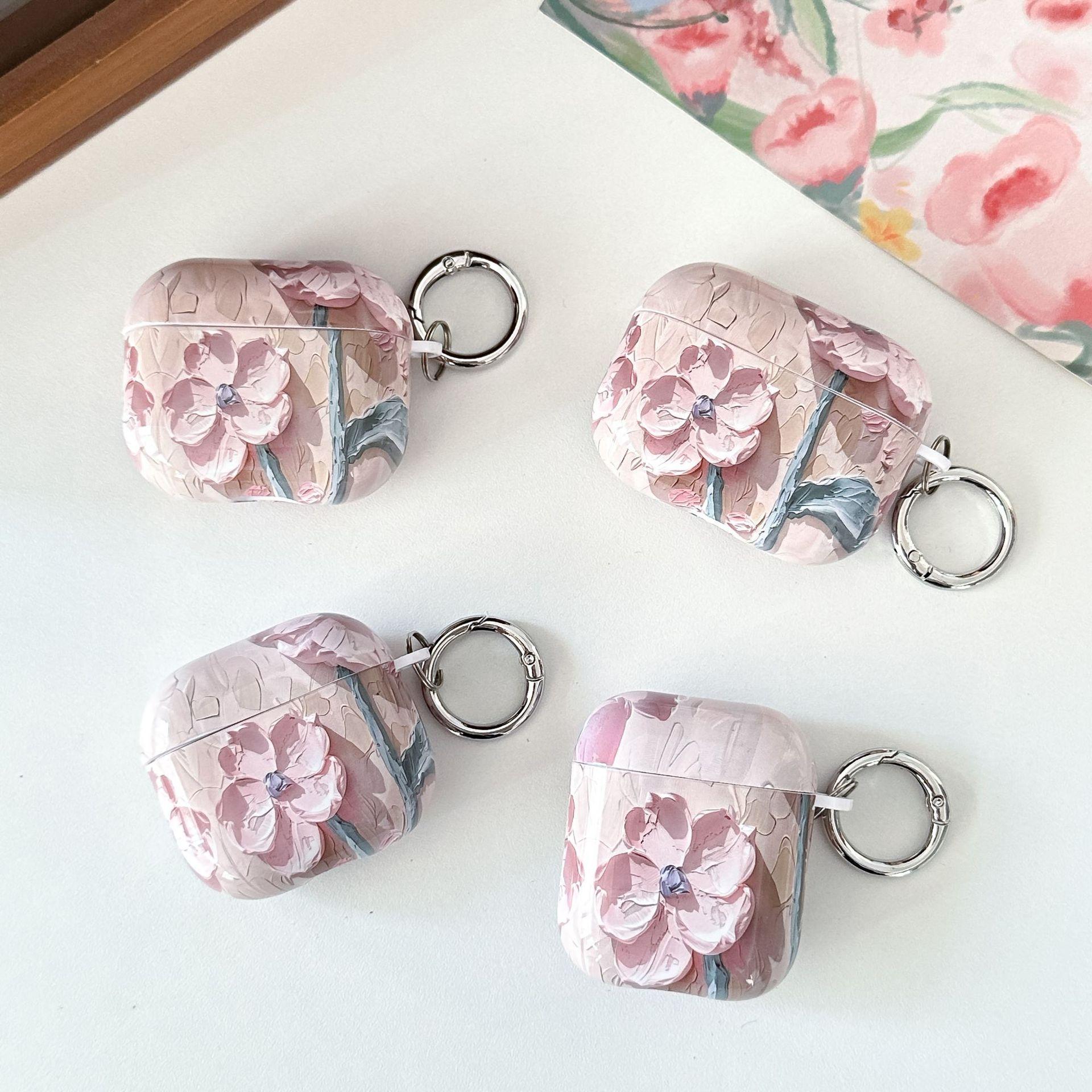 

Простой Ретро Масляная Живопись Цветок для Чехла для Наушников Apple AirPods 4 Защитный Чехол 2pro Apple Tpu Мягкий Чехол AirPods 4 (2024 new)