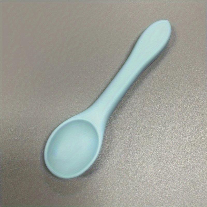 1pc Baby Silicone Spoon, Newborn Baby Feeding Spoon, Children's Tableware, Dining Complementary Food Soft Head Round Head