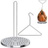 Edelstahl Truthahn Hähnchen Frittierer Zubehör Set, Frittierkorb Set mit Hebehaken Vertikaler Spießhalter Basis für Frittier Topf Grill BBQ