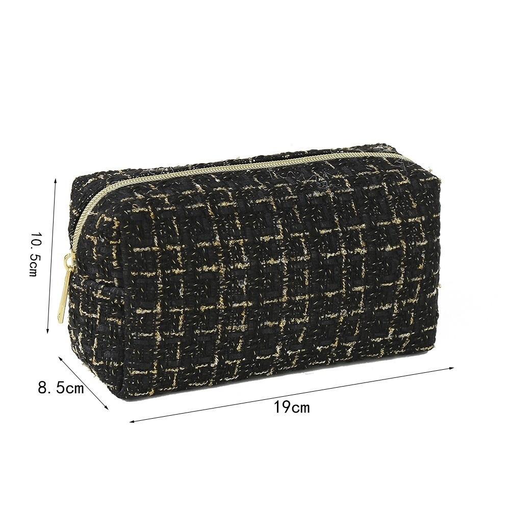 Fashion With Handle Cosmetic Bag Large Capacity Linen Cotton Makeup Bag Breathable Lightweight Toiletry Handbag Women