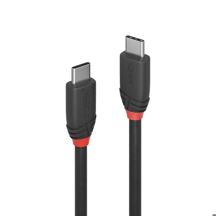 USB 3.1 type C 3A-kabel - LINDY - Black Line - 0,5m - Trippel skjermet - Gullbelagte kontakter