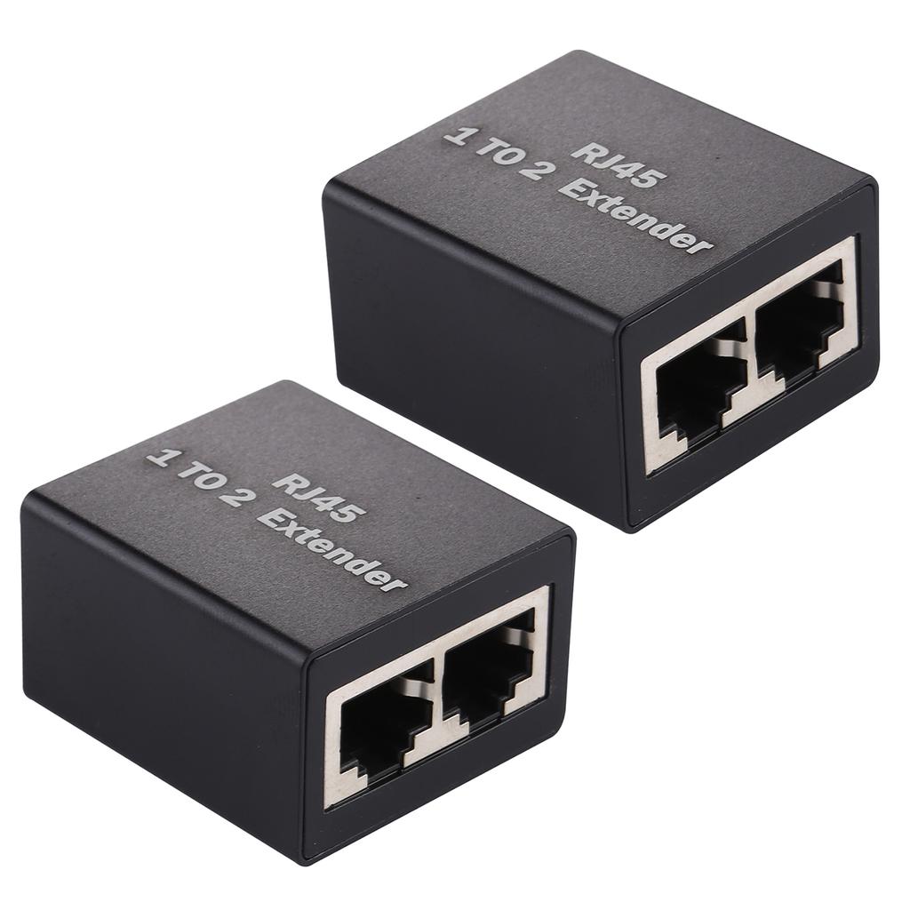 2Pcs/Set 1 to 2 RJ45 Splitter Connector Inline LAN Plugs Ethernet Cable Extender Adapter