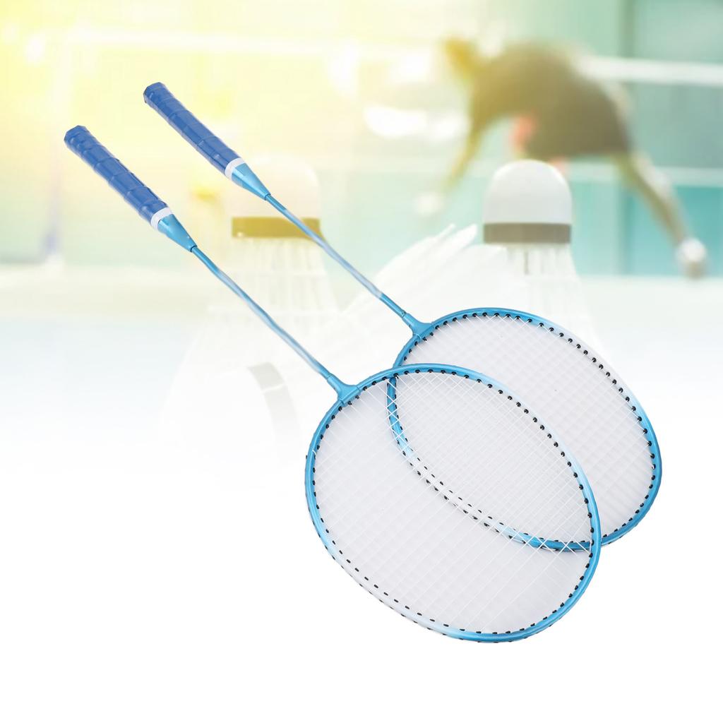 Badminton Racket Set Iron Alloy Resistance Reduction Lightweight Sports Badminton Racket with Storage Bag for Beginners Children Adults