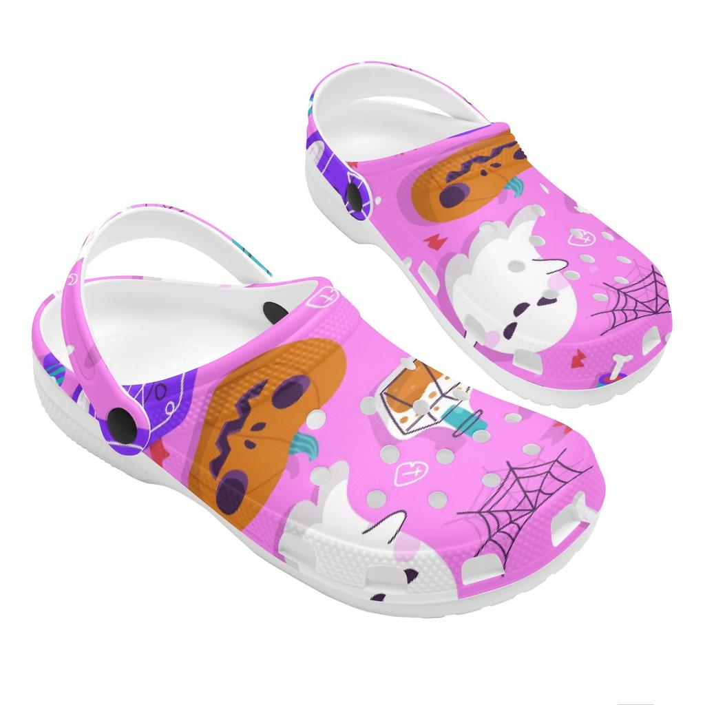White Color Printed EVA Clogs Women Men Lightweight Breathable Garden Shoes Slip On Beach Pool Bathroom Home Sandals