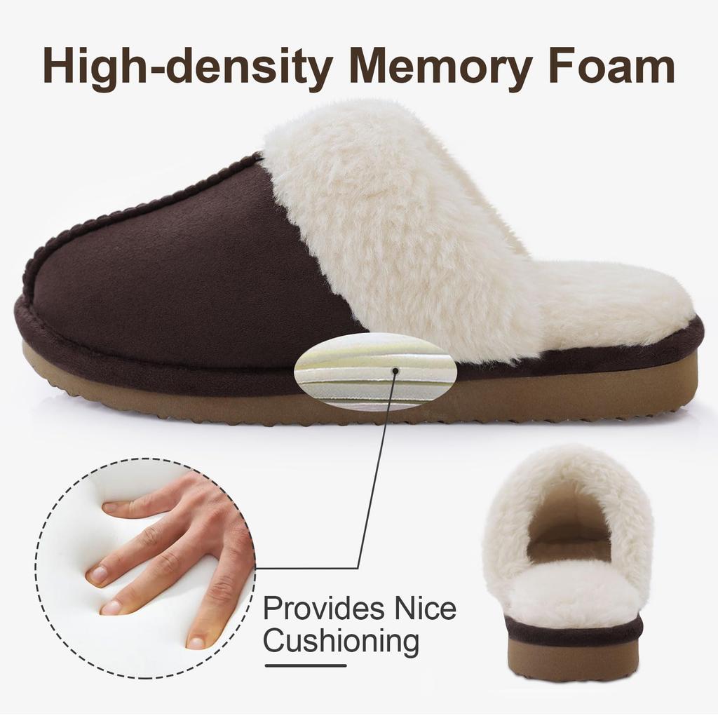 Fashion Crestar Fuzzy House Slippers for Women Fashion Faux Fur Collar Suede Slippers Women Men Fluffy Memory Foam Comfortable Slippers