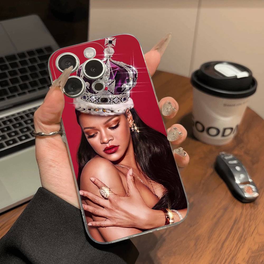 

R-Rihanna Popular Singer Star Shockproof Silicone Clear Case for iPhone 17 16 15 14 13 12 11 Mini Pro Max Plus Cover iPhone 13 pro