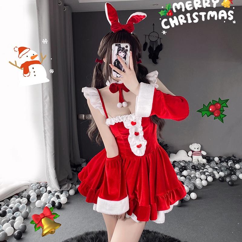 Pure Desire Wind Christmas Dress Red Design Suit Bow Suspender Dress Women's Autumn and Winter Theme Clothing Skirt
