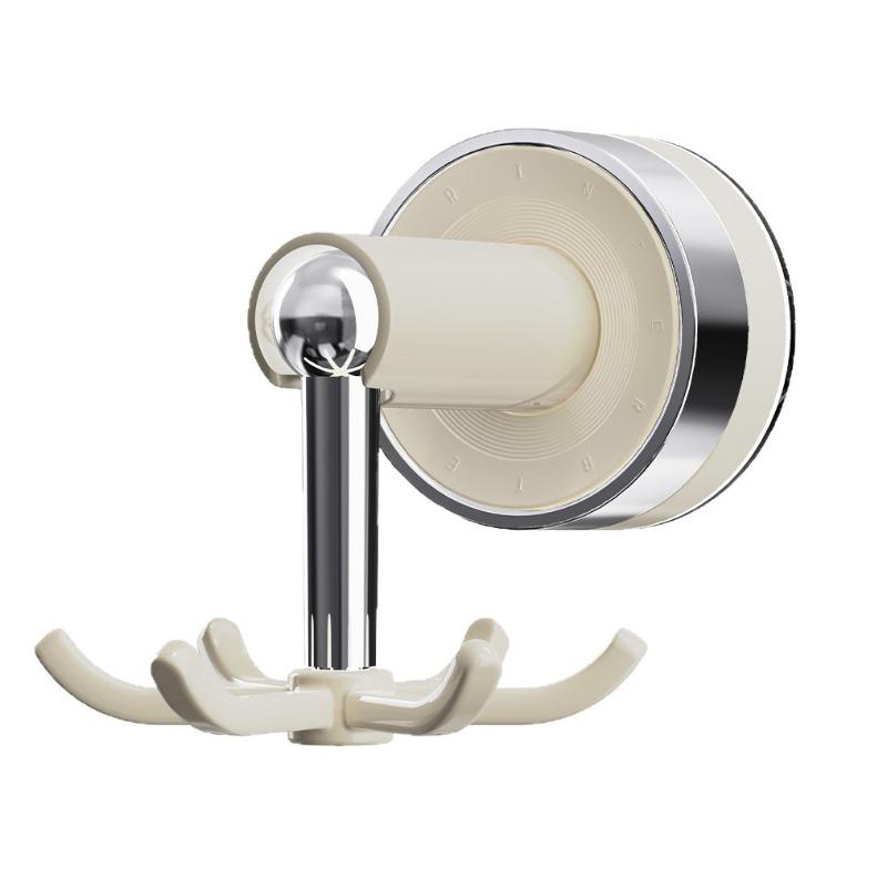 

Вращающийся крючок на присоске, самоклеящийся крючок, водонепроницаемая полка для хранения кухонной утвари без установки Cream color