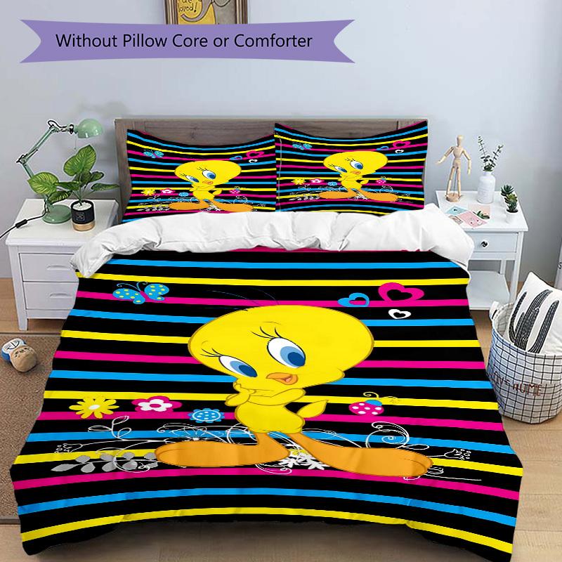 3pcs Tweety Bird Cover Set,Soft Comfortable Duvet Cover,Guest Room (1*Duvet Cover + 2*Pillowcases, Without Core) yy251024110