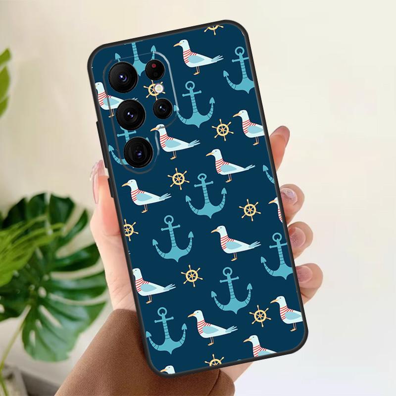 Nautical Seagull Pattern Soft Case For Samsung Galaxy S21 S22 S23 S24 S25 Ultra S9 S10 Plus S20 FE S24 FE Phone Cover