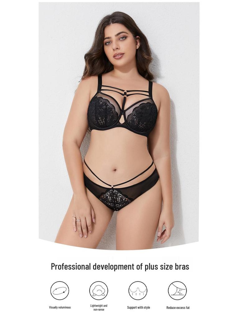Plus Size Full Cup Bra Set for a Slimmer Look - Beautiful and Supportive for Big Busts