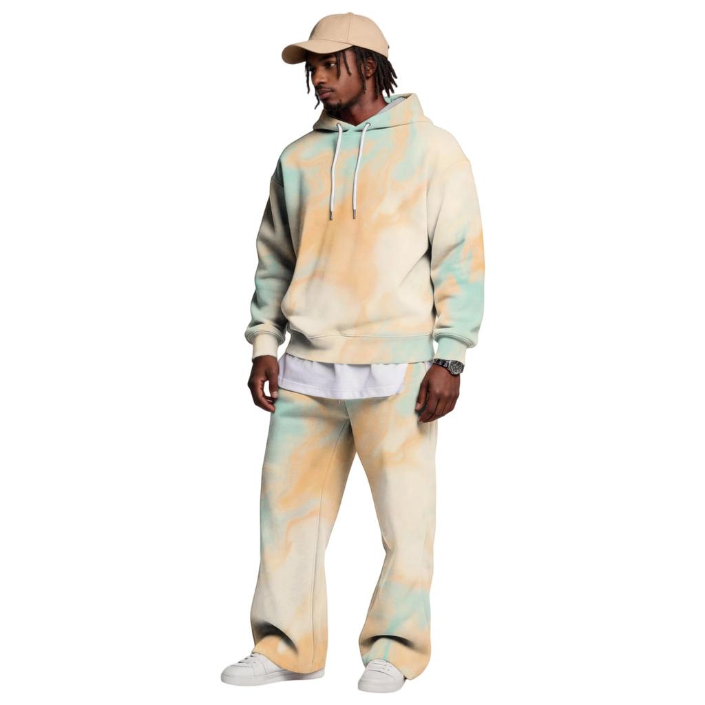Men's Hoodie and Sweatpants Set with Elastic Waist, Casual Two Piece Outfit