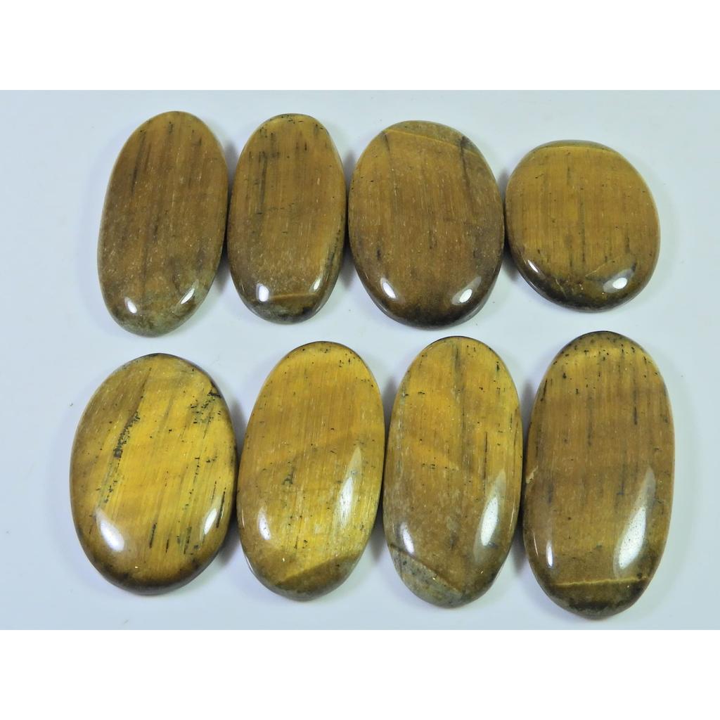 322Cts. Natural Tiger Eye Oval Cabochon Loose Gemstone 8Pcs Lot 33-38 MM A-823