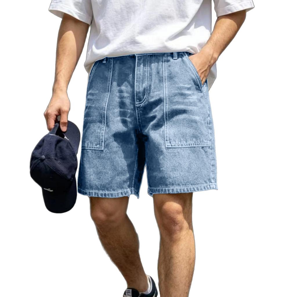 Men's Street Fashion Casual Pockets Denim Shorts - Men's Comfortable, Versatile, Stretchable, Waist-Controlling Lace-Up Denim Pants
