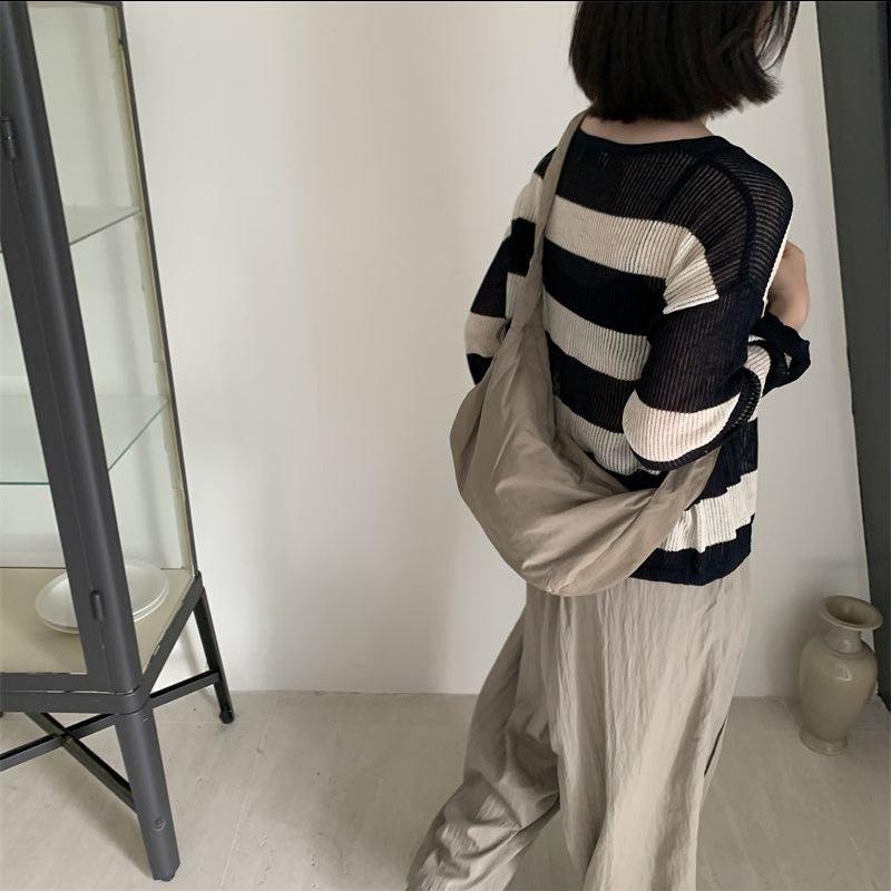 IELGY Ladies Shoulder Pleated Drawstring Canvas Oblique Span Bag, Small Fresh Nylon Solid Color