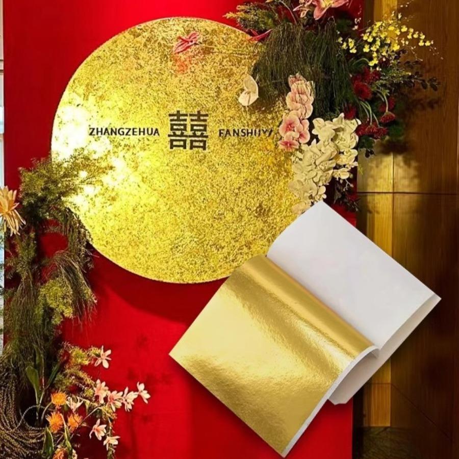 Gold Foil Paper, Silver Foil Paper, 100PCS 9 * 9cm, Used for Essential Items Such As Wedding Decoration, Kitchen Home Decoration, Nail Decoration