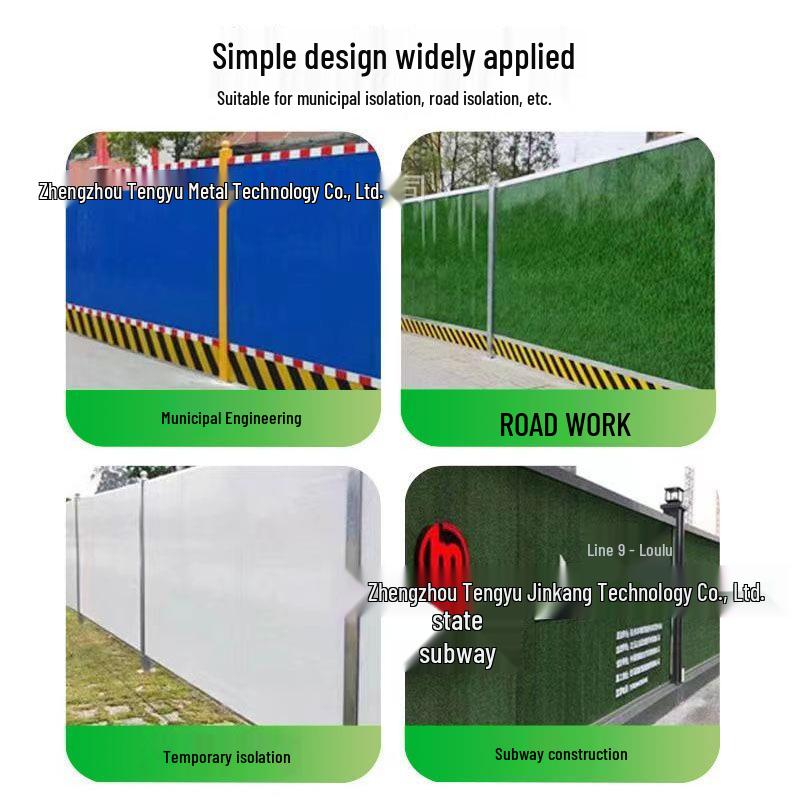 Color Steel PVC Site Hoarding: Temporary Construction Barrier with Grass-Effect Sheet Metal.