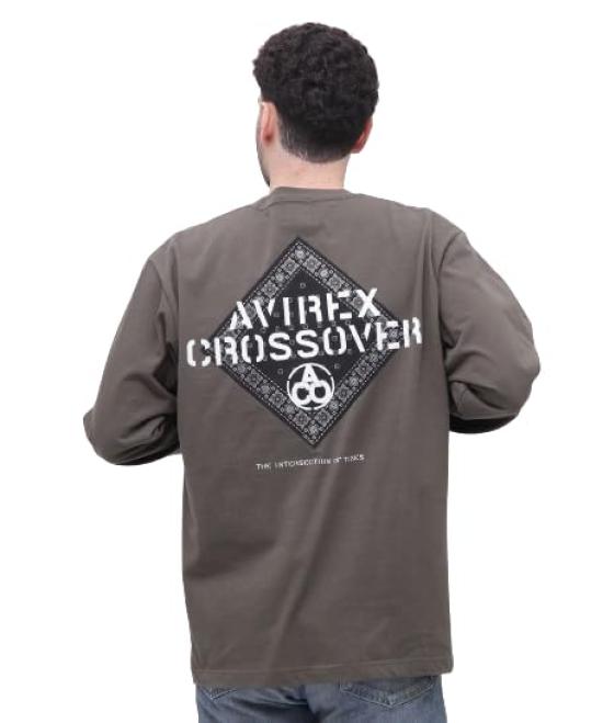 Avirex CROSSOVER BANDANA PATCH LONGSLEEVE Size T-SHIRT, Men's, 2XL, 310, Olive, 783-4230023