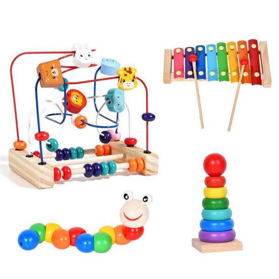 Ahşap Boncuk Labirent Oyuncak İnce Motor Becerileri Eğitici Okul Öncesi Öğrenme Hayvan Boncuklu Roller Coaster Çember Oyuncak Küçük Çocuklar Erkek Kız Hediye