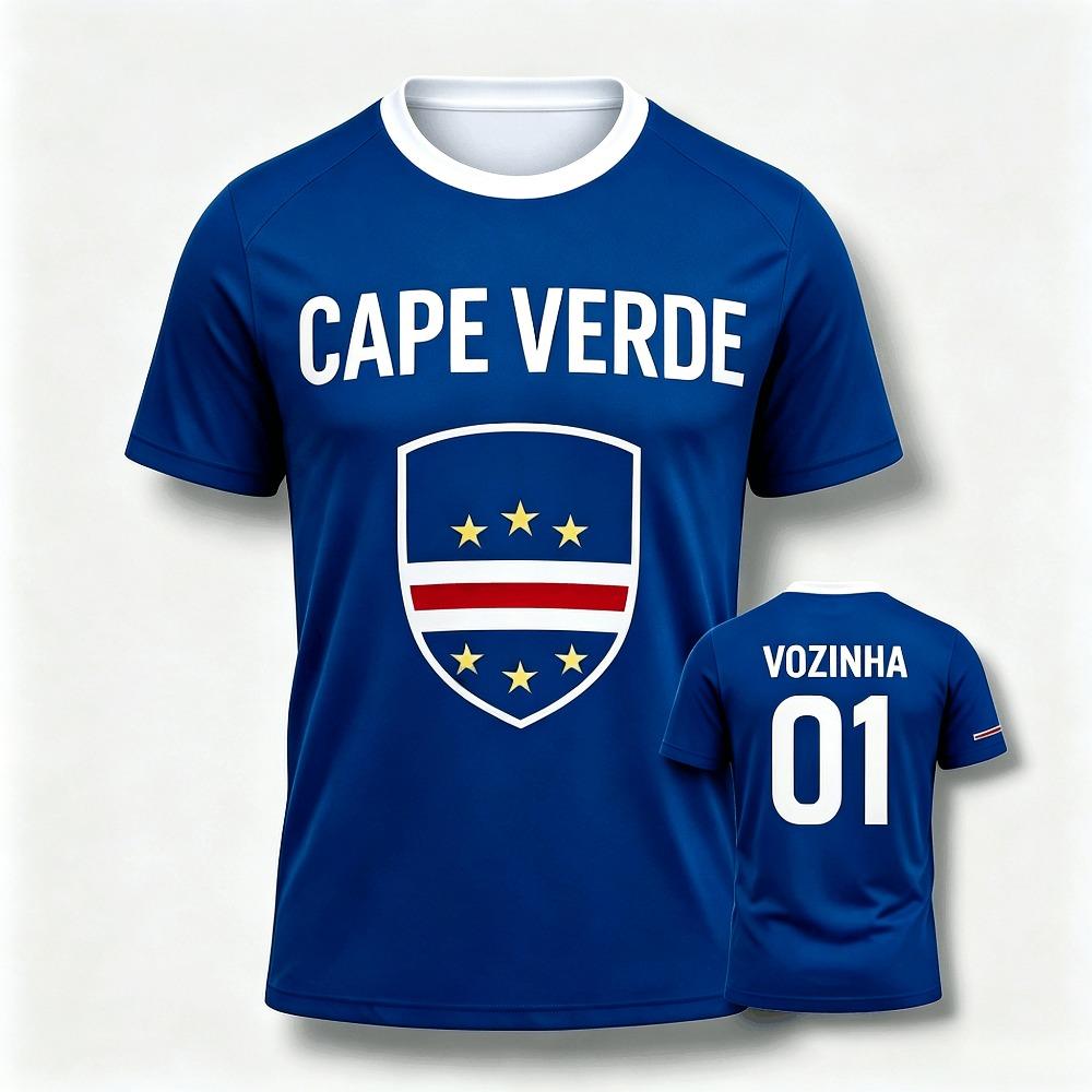 T-shirt da Calcio Geometrica Estiva di Capo Verde per Uomo e Donna, Asciugatura Rapida Traspirante