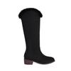 Women's low-heeled boots autumn and winter new thick-heeled large-size warm plush medium boots