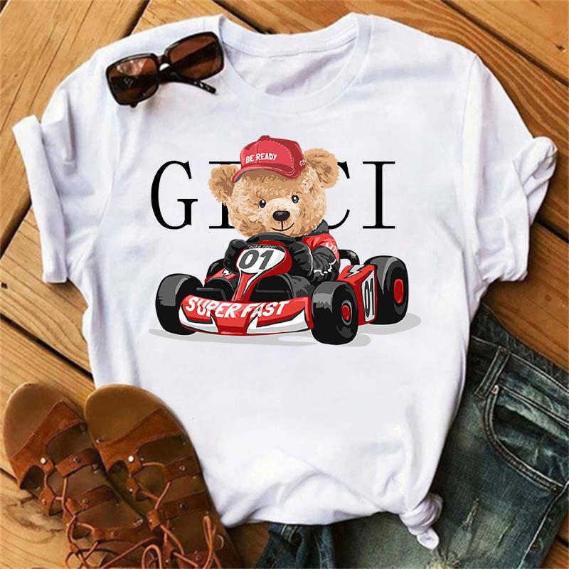 Clothes Ladies Summer T Clothing Print Fashion Casual T-shirts Golf Bear Letter 90s Trend Cute Short Sleeve Women Female Graphic