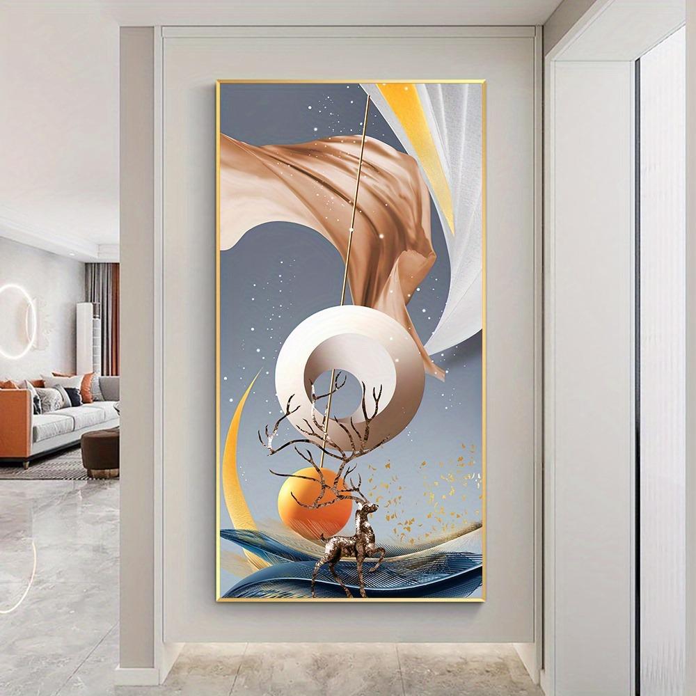

Абстрактная картина на холсте с лентой и оленем, геометрические постеры и принты, настенные картины для современной гостиной, Cuadros Decor 50x100cm