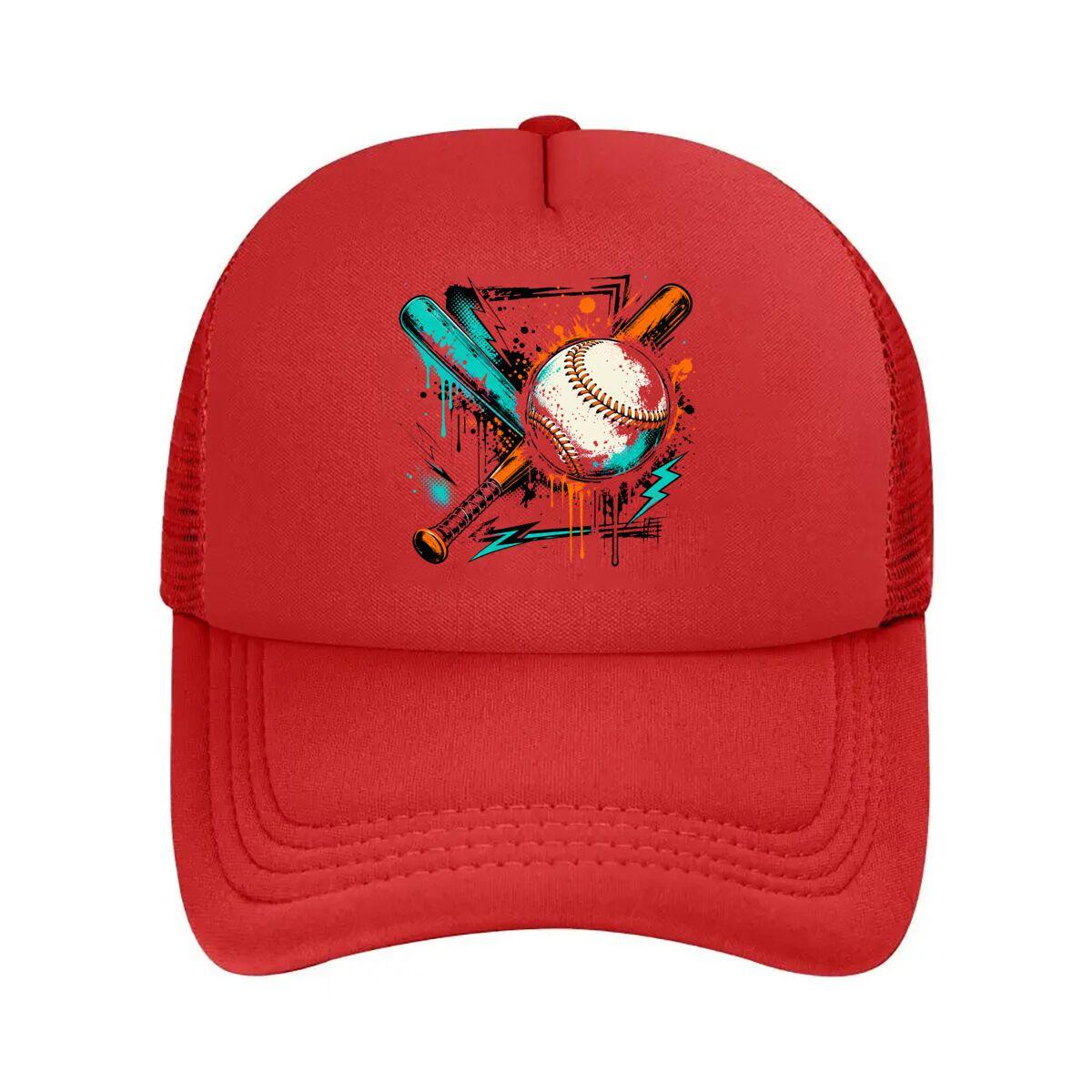 Retro Neon Street Baseball Splash Mesh Baseball Cap Hip Hop Adjustable