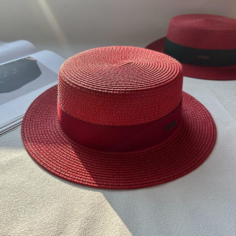 New Hat Women's Spring and Summer Flat Top Top Hat Adjustable French British Sunshade Sunscreen Travel Versatile Seaside