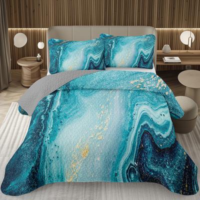 Marble Bedspread Tie Dye Fluid Abstract Art Hipster Coverlet Stone Marble Full Queen Bedding Set Reversible Quilted Bedspreads