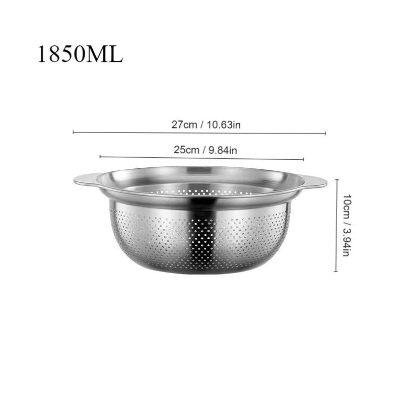Stainless Steel Drain Basket Fruit Vegetable Washing Basin Rice Sieve Filter Kitchen Salad Egg Mixing Bowls Drainer Container