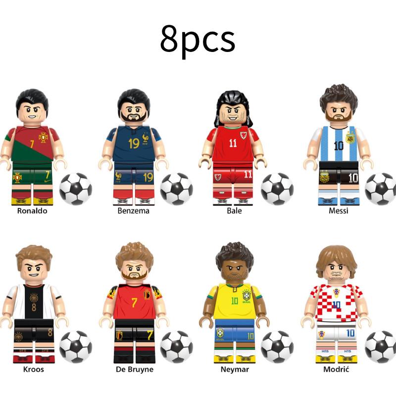Colorful Football Star Wooden Minifigure Building Blocks Set For Kids With 50-100 Pieces
