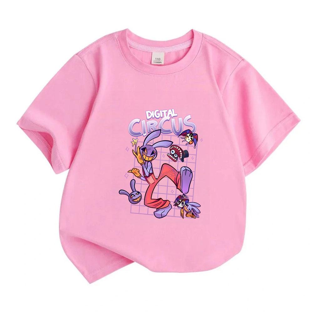 Kinder Jungen Mädchen 100% Baumwolle Kurzarm Rundhals T-Shirt, Lustiger Digitaler Zirkus Cartoon Druck Lässige Bequeme T-Shirts für Kinder Tägliches Tragen