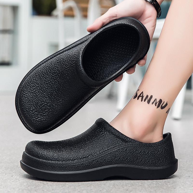 Men Thick Sole Summer Beach Slides Anti Slip Slipper Soft Sandals Simplicity Ultra Light Letter Shoes Men Waterproof Slippers