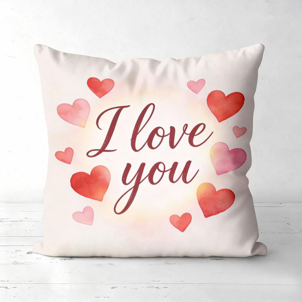 I love you Heart Patterns Happy Valentine Day Pillows Polyester pillowcase, sofa decorative cushion cov Headboard Pillow