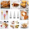 BOMSTOM 10-Piece Cone Shape Cake Roll Molds, Stainless Steel Cylinder Roll Formers, Silver Baking Tools