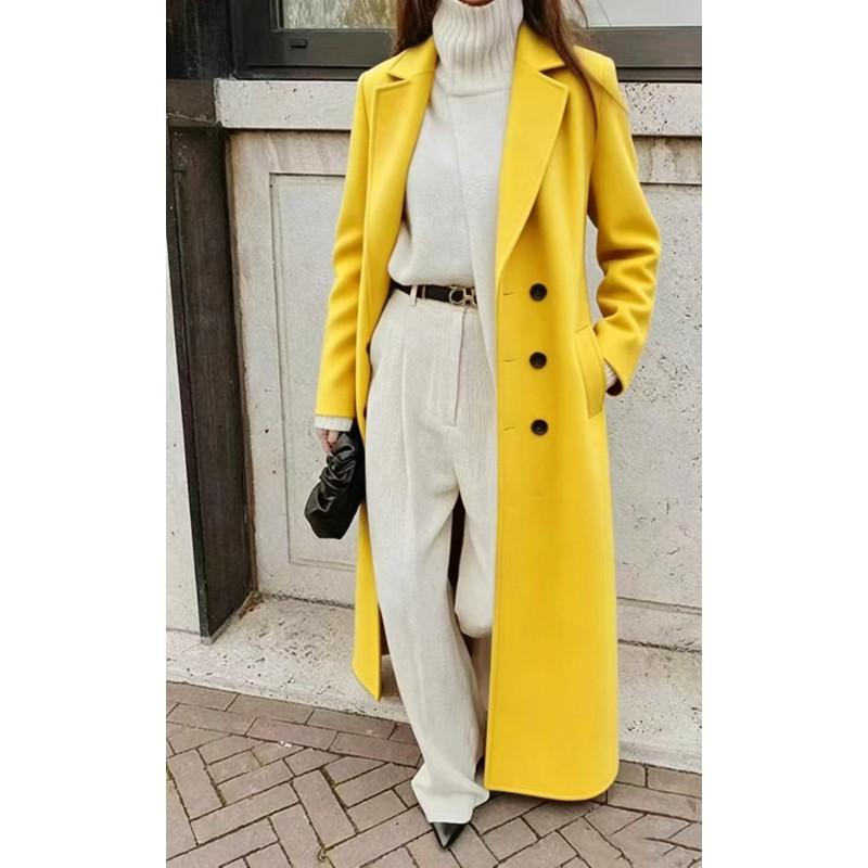 Womens Long Wool Blend Coat Winter