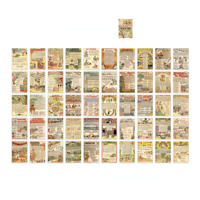 50pcs Vintage Plant Stickers Junk Journal Retro Newspaper Stamp Ticket Stickers Label DIY Diary Album Scrapbooking Material