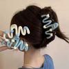 Women'S Solid Color Blue Elegant Simple Love Wave Large Hair Claw Clip for Daily Hair Organization, Sweet Style, Best Gift