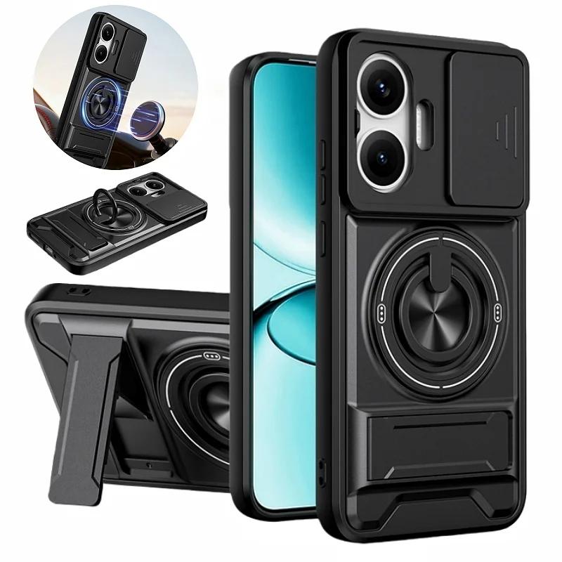 Für Xiao Poco F7 5G Hülle Rüstung Schiebbarer Kameraobjektivschutz Funda Für Poko Little F7 F 7 PocoF7 5G Magnetischer Ringständer Halter Abdeckung