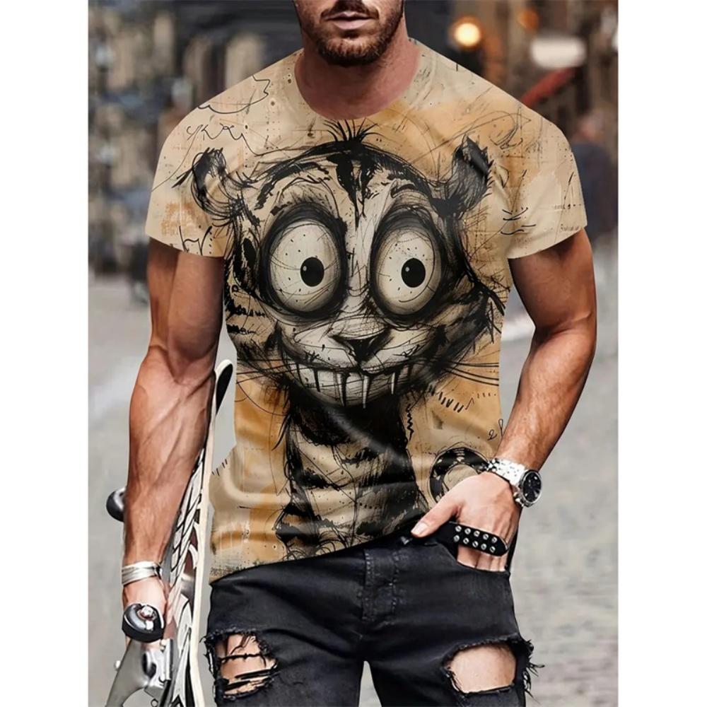Man T Shirt Fashion Animal 3D Print T-Shirt for Men Short Sleeve Tee Man Designer Clothes Summer Casual O-Neck Tops Man Clothing