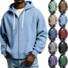 Men's Zip-Up Hooded Plaid Jacket- Drawstring Casual Sports Sweatshirt