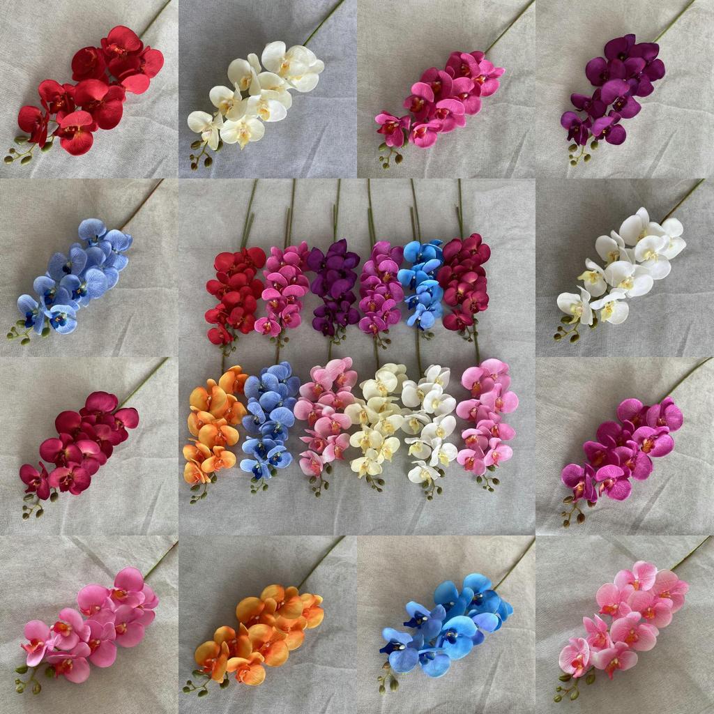 8head Peach Suede Orchid Artificial Plant For Wedding Reception And Home Decor