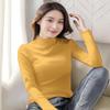 Women's Slim-Fit Fleece Long Sleeve Shirt - Autumn/Winter Solid Color, Half-High Collar